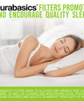 Woman sleeping peacefully, promoting Durabasics 4 Pack Premium Replacement Humidifier Filters For Holmes HWF62 HWF62CS.