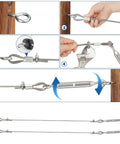 Installation steps of Beefy Heavy Duty 50 Foot Stainless Steel Wire Rope Kit With Quarter Inch Cable M8 Turnbuckles Clamps