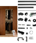 Motorized Flush Hidden Sliding Barn Door Hardware Kit For 47.2 To 59 Inch Doors, Aluminum Track With Smart Track Motor, Remote Control and Touch Switch Displayed