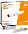 10ml Luer Lock Syringes No Needle Sterile Individually Wrapped Pack Of 100 For Home Use Medical Lab Veterinary Research