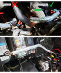 Comparison of side entry vs rolled Heavy-Duty Self-Wrap Aluminum Heat Shield Sleeve With Side Entry For Hoses Wiring Harnesses And Cables In Automotive Exhaust, 39 Inch Length, Temperature Range -40C To 150C, Oil Resistant, 25 Percent Overlap, High Temp Sleeve in vehicle engine bay.