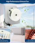 Replacement Bathroom Exhaust Fan Motor With Blower Wheel, 70 CFM, Quiet Yet Powerful, white polypropylene fan blade, copper coil.