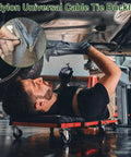 Mechanic using Heavy Duty Nylon Universal Cable Tie Buckles With Pin And Button Lock For Car Repairs under a vehicle.