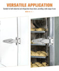 Heavy Duty Freezer Door Hinge Zinc Alloy, Easy Install shown on an industrial refrigeration door, compact and reliable design