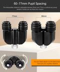 Stereo Binocular Viewer For Telescopes With 1.25 Inch Barrel And Two 32mm Plossl Eyepieces showing 60-77mm pupil spacing