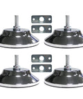 Heavy Duty 5 Inch Metal Leveling Feet For Pool And Foosball Tables in a set of four with mounting brackets.
