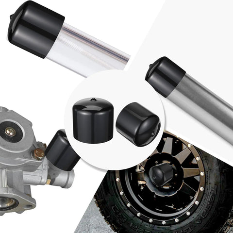 4 Pack Trailer Bearing Dust Caps 1.98 Inch Rubber Wheel Hub Caps, showing installation on axle and wheel.