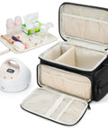 Breast Pump Travel Bag With Water-Resistant Mat And Removable Divider, Large Capacity Carrying Case For Work Travel And Family Use, Black
