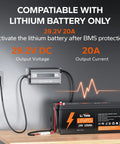 29.2V 20A LiFePO4 Battery Charger With 0V Activation, AC DC Lithium Charger With Anderson Connector And LED Indicator