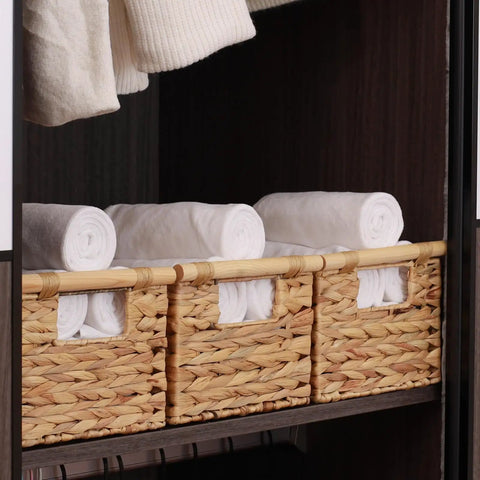 Natural Water Hyacinth Storage Baskets With Handles For Organizing Towels In Bathrooms And Your Go To Home Organizer Large