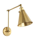Swing Arm Wall Lamp In Warm Brass Gold Finish With Up And Down Lighting Adjustable Metal Shade For Bedroom Nightstand Reading Hardwired Living Room Hallway Kitchen Decor