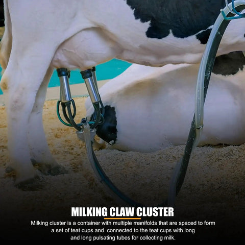 4 Silicone Teat Cups Cow Milking Cluster With Stainless Steel Shell And Milk Claw Assembly for dairy cattle in use