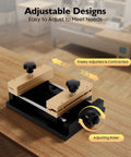 Heavy Duty Metal Sheet Marking Clamp Fixture For Cutting And Engraving Machines on a wooden surface with dual track adjustable design.