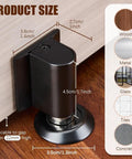 Product size chart of Magnetic Door Stop Heavy Duty Wedge With No Drill Install Kit, showing dimensions and material compatibility.