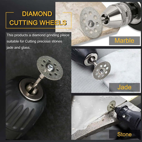 Pro Grade Diamond Burr Set For Rotary Tools 32Pc 1/8 Inch Shank Grinding And Engraving Bits demo cutting marble jade stone