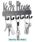 Keys Please Wall Mounted Mini Key Holder Iron Black Decor Rack With Six Hooks for easy key organization at home or office