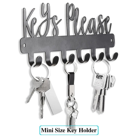 Keys Please Wall Mounted Mini Key Holder Iron Black Decor Rack With Six Hooks for easy key organization at home or office