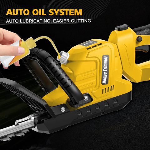 Auto oil system of Cordless Hedge Trimmer With 20V Max Battery Compatibility, 20 Inch Cutting Length, Brushless Motor