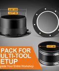 Rugged 4 Inch Magnetic Dust Collection Quick Connect Fitting Kit With Swappable Rubber Couplers For Quick Flip Shop Vac Hookups And Sleek Dust Management Systems showing connectors with sizes 3.93" OD and 3.77" ID.
