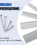 14 Gauge Concrete Nailer Kit With 400 Concrete T Nails 3/4 to 1-1/2 Inch dimensions display