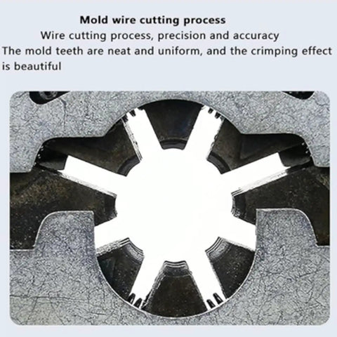 Close-up of mold wire cutting process showcasing neat teeth for Top Shelf Heavy Duty Electric Hydraulic Hose Crimping Machine For High Pressure Lines.