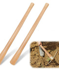 Two Pack Beech Wood 35 Inch Pick Axe Handle Replacement For Heavy Duty Pickaxe And Mattock Tools shown with soil work.