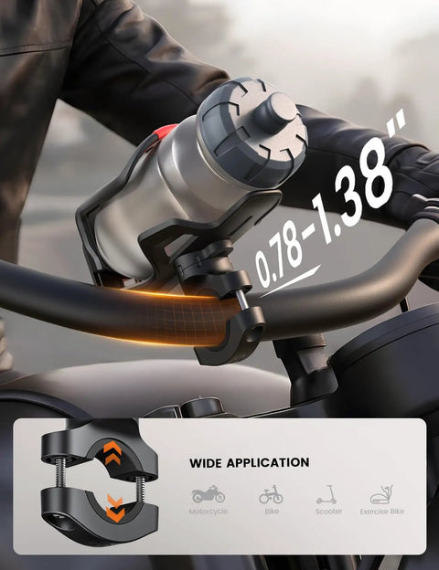 Bike Water Bottle Holder With Hidden Tracker Storage for Handlebar and Frame, adjustable fit for 0.78-1.38 inch bars