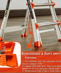 Lightweight Aluminum Five Step Ladder With Handrails And Tool Tray Anti Slip Wide Pedals Folding Step Stool For Home And Stairs And Outdoor Projects Telescoping Extension Portable Easy Storage 330 Lb Capacity, aluminum 5-step ladder with anti-slip feet
