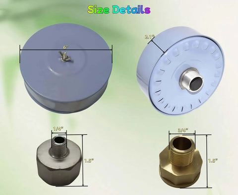 Size details of Three Pack Silencer Filter Set For Air Compressors, Rugged 4 Inch By 6 Inch Silencing Tubes, Two Micron Paper Element