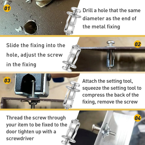 20 Pcs M4 X 20 Hollow Door Anchor Set For Hollow Walls Stainless Steel Cavity Fixing Anchors installation steps diagram