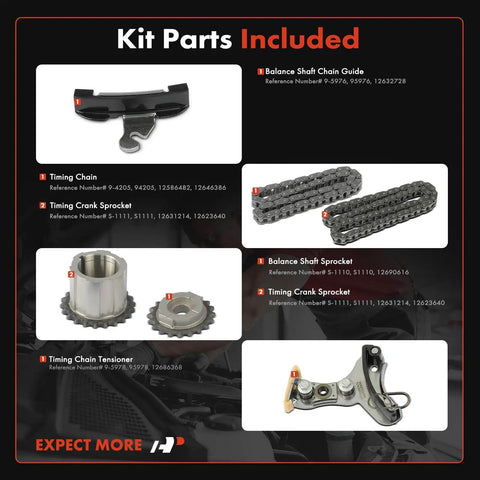 6Pcs Engine Timing Chain Kit With Sprocket And Tensioner And Guide For OHV V6 4.3L Bolt On Ready components overview
