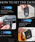 Image showing how to set the date on the Self Inking Date Stamp Featuring Us Mmm Dd Yyyy Format for easy desk use.