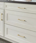 Sutton Satin Bronze Cabinet Pull 160 Millimeter Center To Center Soft Contoured Square Bar Handle on kitchen cabinets