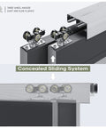 Bypass Double Sliding Pocket Door Hardware Kit 12Ft For 4 Door System Aluminum Track With Soft Glide Ball Bearing Rollers Quiet Operation