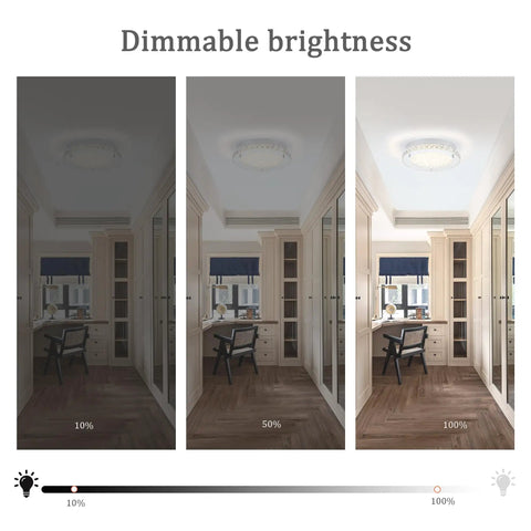 Lit Crystal Chrome Flush Mount Ceiling Light Fixture With Sparkling Crystals And Metal Finish For Kitchen Bedroom Bathroom Hallway Closet And Foyer LED Ceiling Lamp