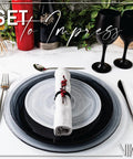 Set Of 4 White Alabaster Lunch Plates, 8.5 Inch Marbleized Swirl Design, Cool And Chic Entree Plate, Dishwasher Safe
