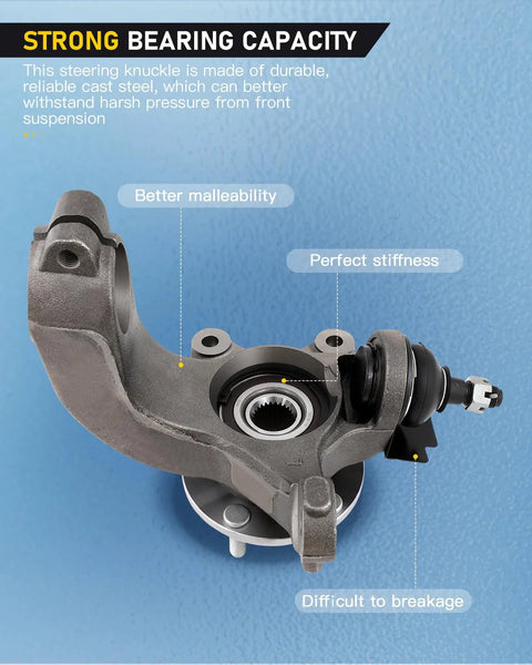 Front Left Steering Knuckle Assembly With Wheel Hub Bearing For Ford Transit Connect 2011 2012 2013 2Liter LK013 OE Replacement