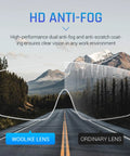 Safety Goggles That Fit Over Your Specs With Anti Fog And Anti Scratch Lenses, clear lens comparison against a scenic backdrop
