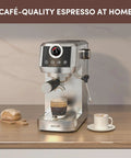 Pro Semi Automatic Espresso Maker With Built In Milk Frother And Touch Screen for crafting smooth lattes on kitchen counter