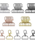 25 Heavy Duty Metal Swivel Clasp Hooks And One Inch D Ring Keychain Making Kit Featuring Smooth Lobster Claw Clasps Across Five Rich Hues