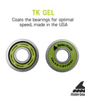 Inline Skate Bearing Set ILQ 9 Pro With Six Ball Design And SCRS Shield For Dirt Prevention TK Gel Green 16 Pack, two bearings shown