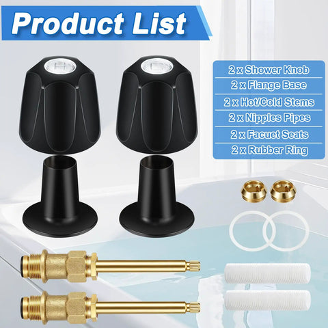 Two Piece Bathtub Shower Knob Replacement Kit For Price Pfister Verve And Windsor Tub Faucets With Hot And Cold Brass Stem Knobs
