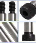 Close-up of Six Pack Alloy Steel Hex Socket Shoulder Screws With Five Sixteenth Inch Shoulder Diameter And Three Quarter Inch Shoulder Length And One Quarter Inch Twenty UNC Thread Durable High Strength Hardware For Machinery And Robotic Assembly showing threads and hex socket