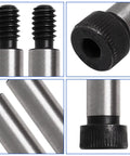 Close-up of Beefy Alloy Steel Hex Socket Shoulder Screws 6 Pack, showing threaded and shoulder sections, 1/2 inch diameter, 1-1/2 inch length.