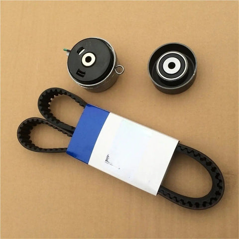 Badass Heavy Duty Timing Belt Kit With Tensioner Fits Chevy Cruze Sonic Epica Buick Regal Replaces Oem 95516740 55574864 24422964 24436052 Handles Heat Like A Champ Reduces Noise For The Smoothest Ride Possible For Your Car Every Single Time Without Drama. timing belt, pulleys, and tensioner on cardboard