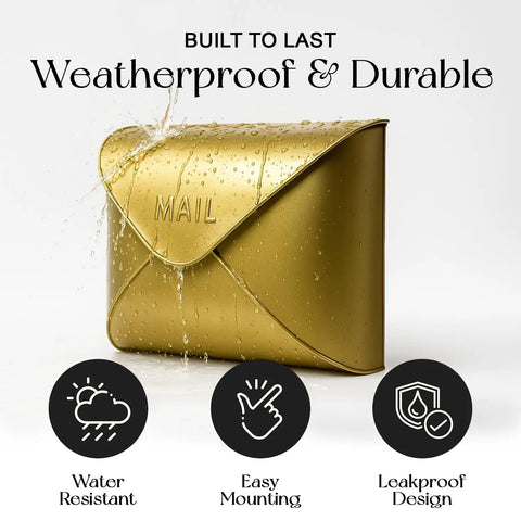 Sturdy Outdoor Wall Mount Mailbox With Gold Finish Built To Last Waterproof Weatherproof Envelope Mailbox For Outside Use Tough As Nails