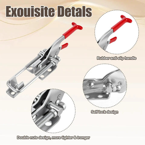 Beefy Heavy Duty Toggle Clamp With 2000 Lbs Load Capacity, Cam Action U-Bolt Self-Lock Latch, galvanized steel details
