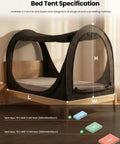 Privacy Bed Tent Pop Up Sleep Pod With 360 Degree Privacy And 80 Percent Light Blocking Breathable Mesh Canopy With Four Easy Access Doors For Dorm Rooms Shared Spaces And Kids installed on a wooden bed frame.
