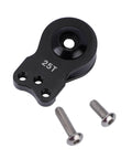 Aluminum 25T servo horn, black, three-hole mount with two screws.