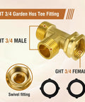 GHT 3/4 Hose Tee Adapter For Outdoor Faucets And Bibs 2 Way Garden Hose Splitter With Female To Male To Male Fittings Easy Flow Redirect For Lawn Care And Yard Projects brass tee fitting with gasket